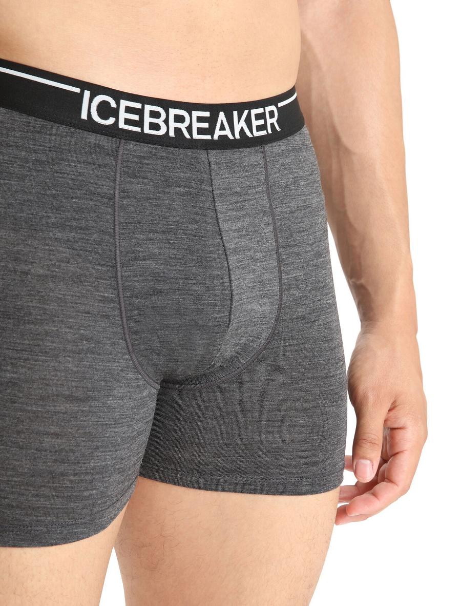 Icebreaker Merino Anatomica Boxers Férfi Fehérnemű Fekete Szürke | HU 1316MQZA